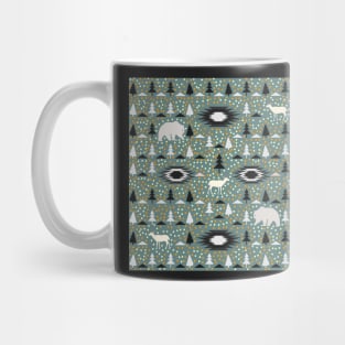 Winter pattern with deer, bears and dots Mug
